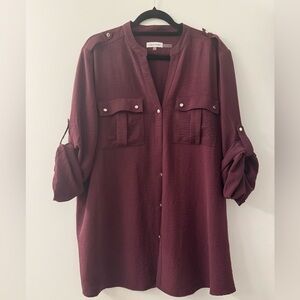Calvin Klein Wine Shirt. Curve Size 1X.